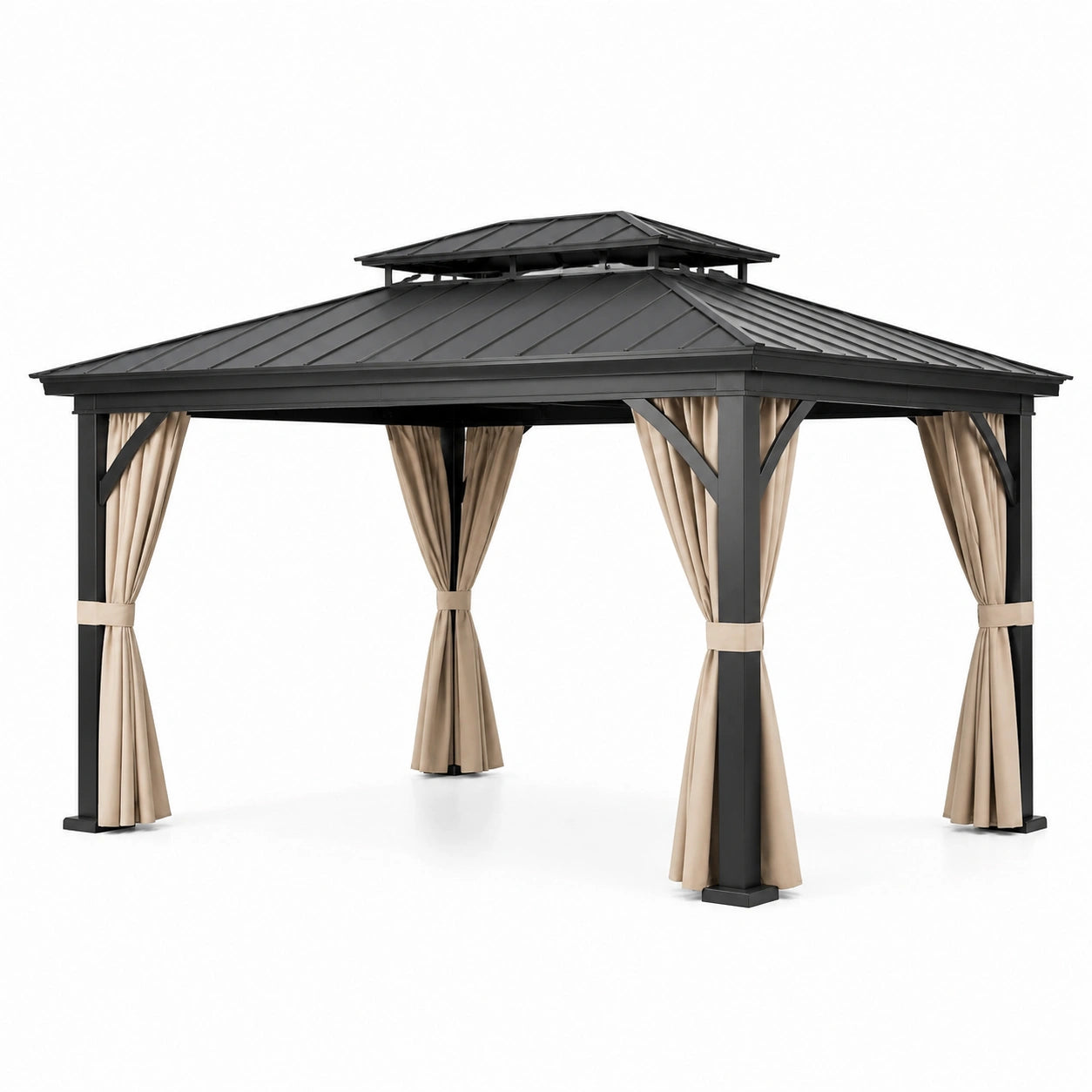 Pavillon aus Aluminium und Stahl mit abnehmbaren Vorhängen