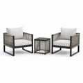 Outdoor Garten Bistroset Aluminium Grau mit 2 Sesseln und 1 Tisch