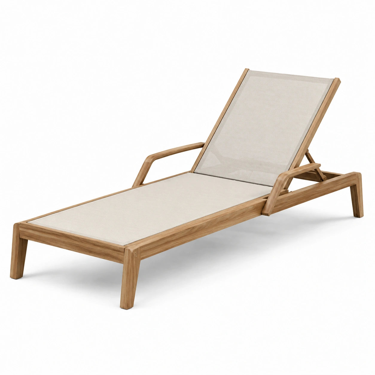 Gartenliege Teakholz Textilene Beige