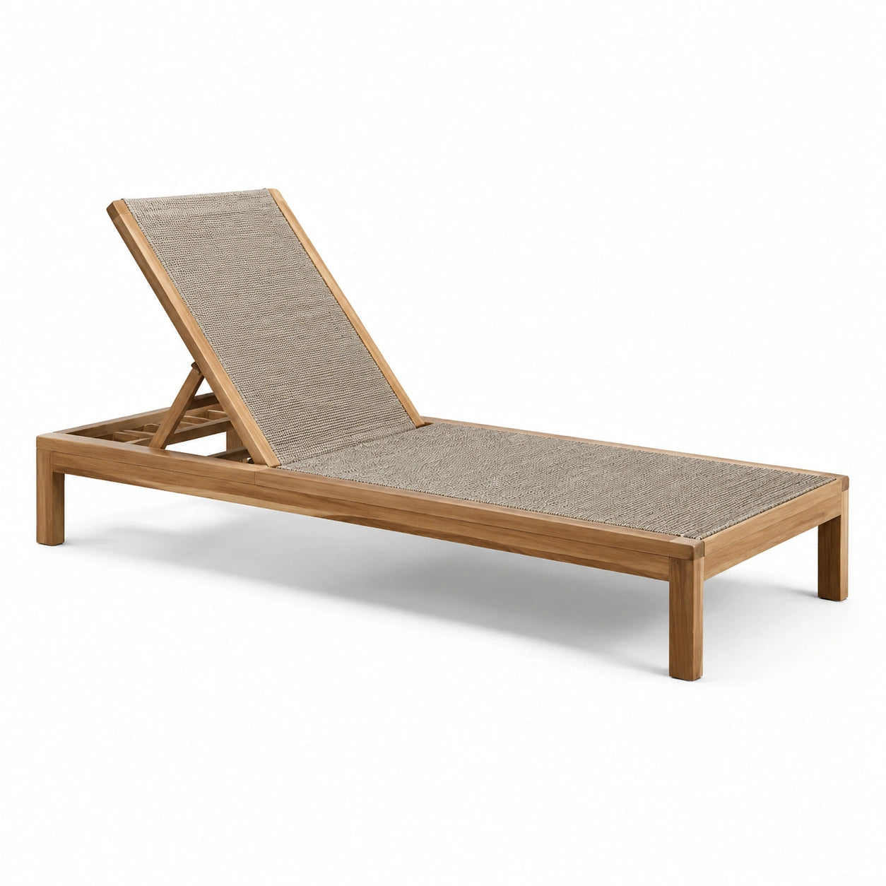 Gartenliege Teakholz Textilene Beige 200cm x 65cm x 35cm