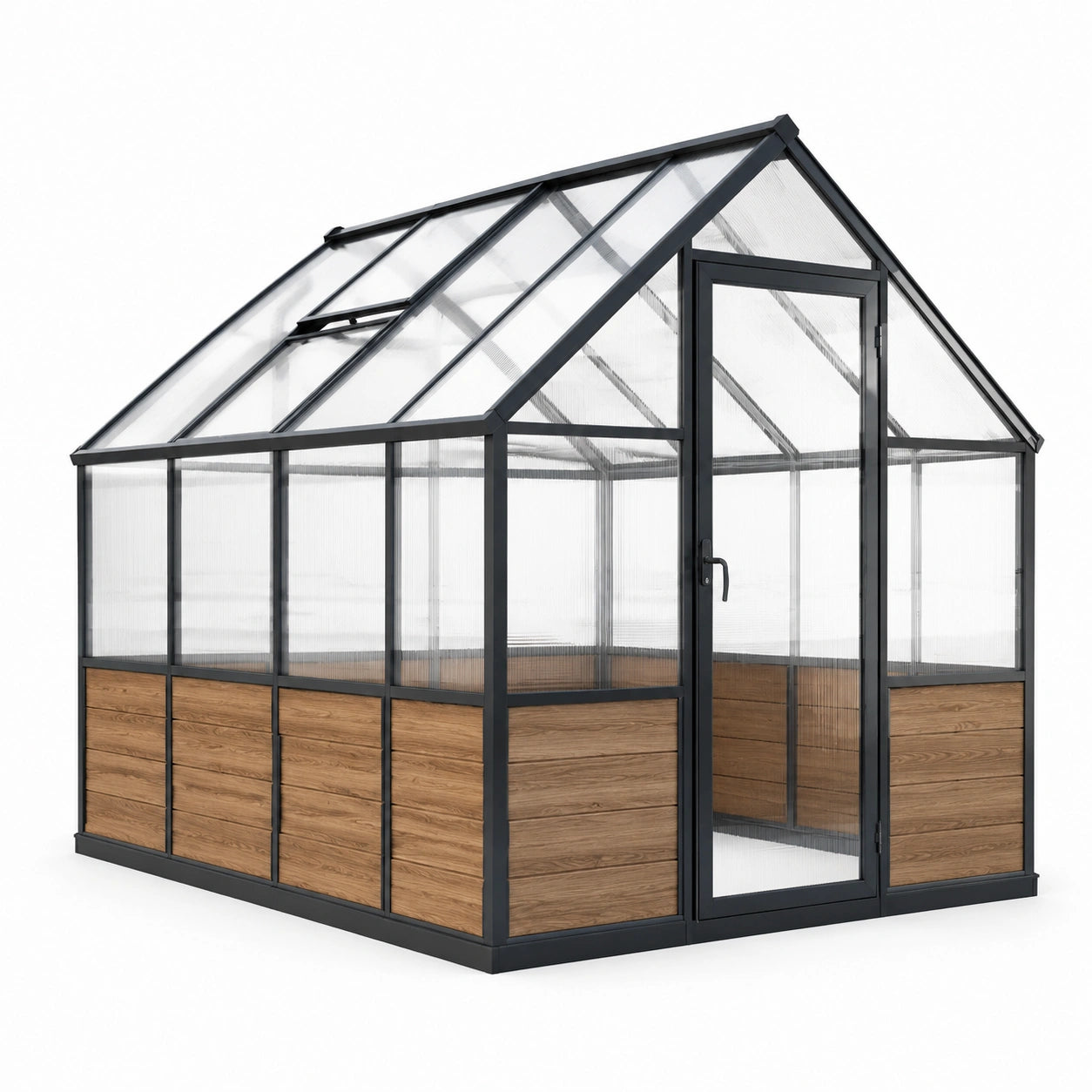 Gewächshaus Aluminium Polycarbonat Holzoptik