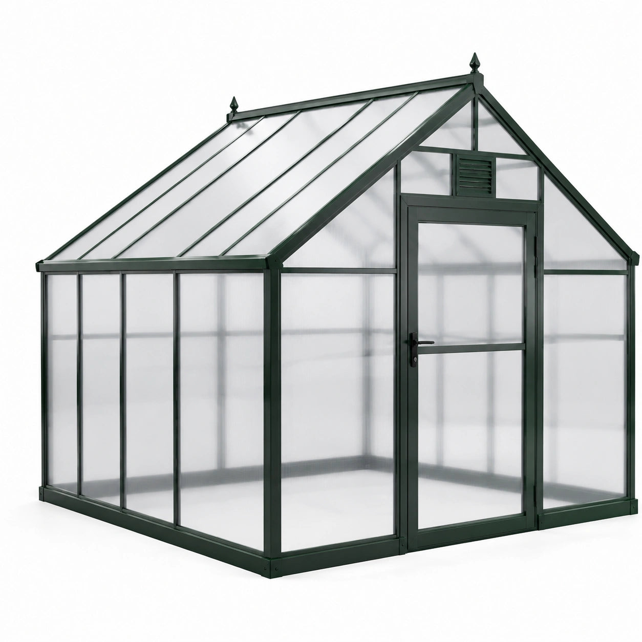 Aluminium und Polycarbonat Gewächshaus Grün 250x185x195 cm