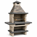 Beton Gartengrill mit Natursteinplatten Grau/Beige 200 cm