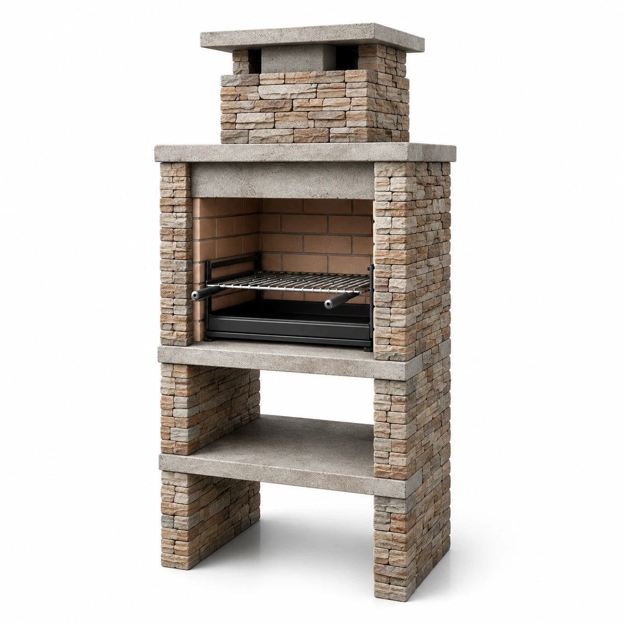 Grillkamin aus Naturstein 210x110x70 cm Beige
