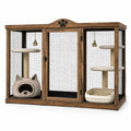 Holz Katzengehege mit Sisal Kratzbaum und Katzenbett