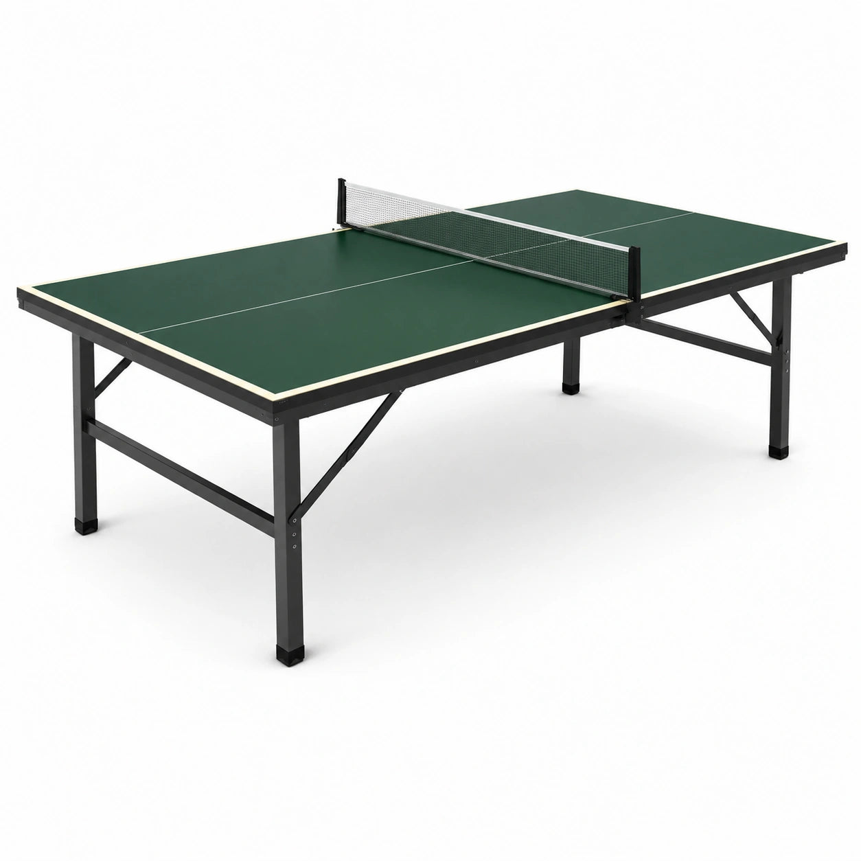 Stół do tenisa stołowego z metalowym stelażem i zieloną powierzchnią 274x152x76 cm